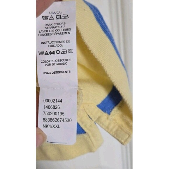 Chaps Mens Golf Polo Shirt Top Size XXL 2X 2XL Pastel Yellow Blue Stripes Spring - Picture 10 of 12